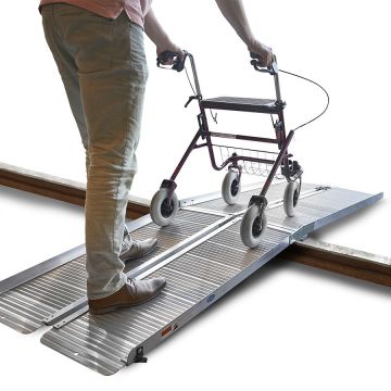 Lange, aluminium oprijplaat drempelhulp opvouwbaar - 240 cm rijgoot rijplaat